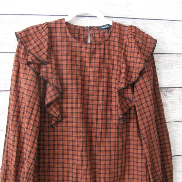 Madewell Plaid Ruffled Long Sleeve Top - Picture 7 of 7